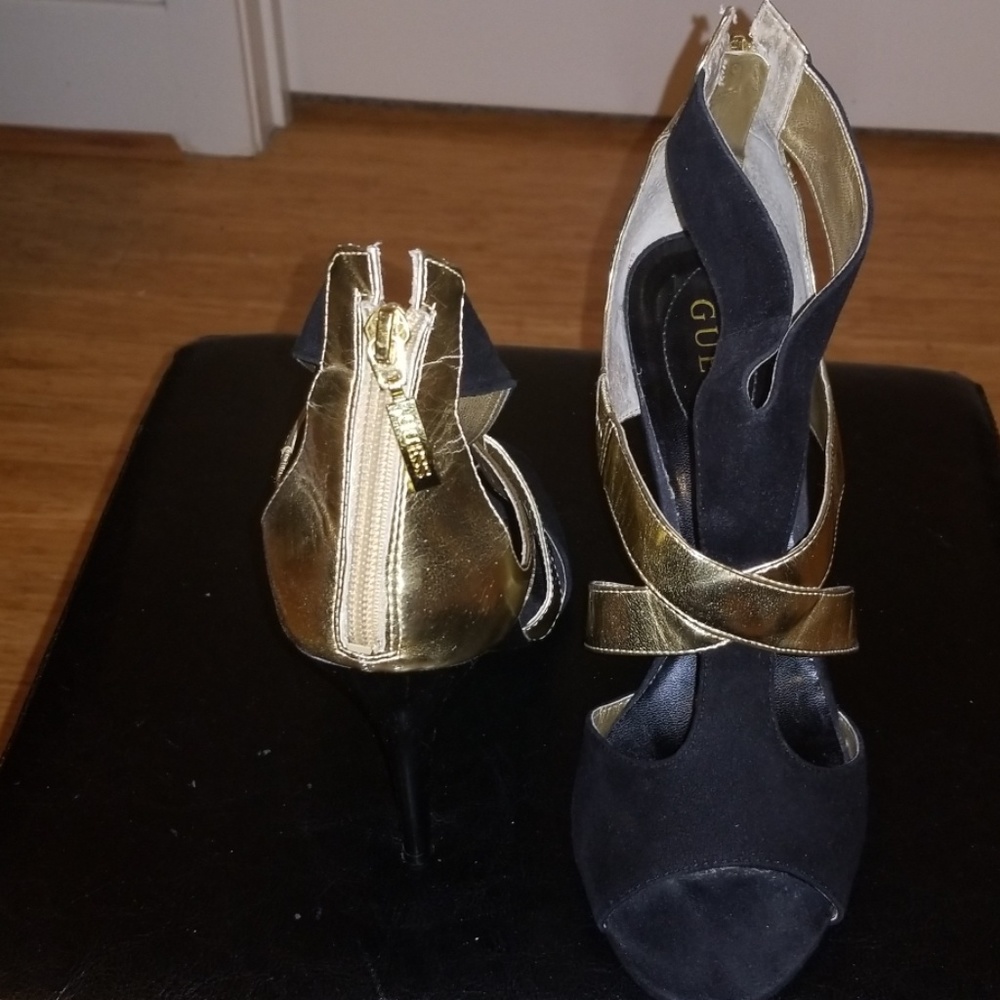 Guess Black Opened Toed Heels by Guess